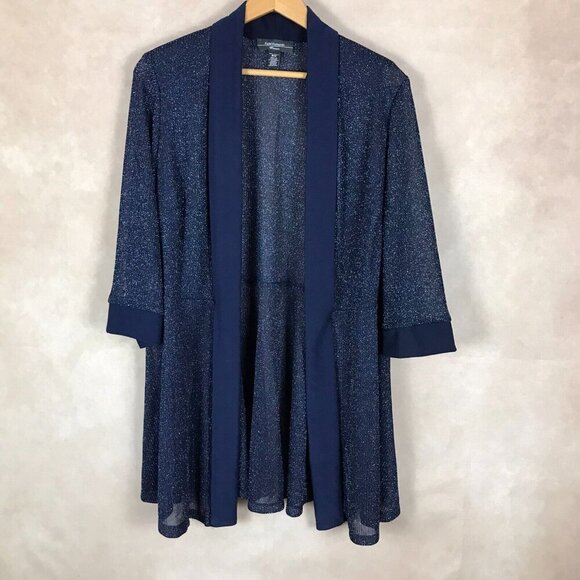 R&M RICHARDS Blue Metallic Evening Cover-Up Cardigan NEW 16W - Picture 2 of 9